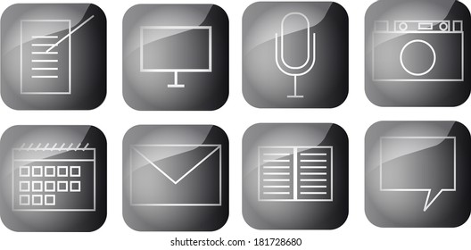 social media communications icons, vector