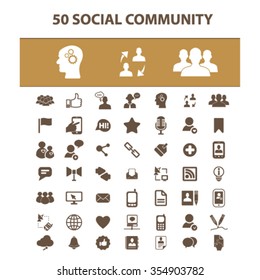 Social media, community, blog, network, user, avatar, organization, human resources, management, communication, friendship, partners, team, connection icons, signs vector 
