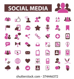 Social media, community, blog, network, user, avatar, organization, human resources, management, communication, friendship, partners, team, connection icons, signs vector 