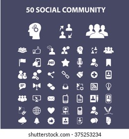 Social media, community, blog, network, user, avatar, organization, human resources, management, communication, friendship, partners, team, connection icons, signs vector 