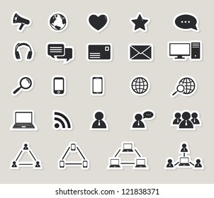 social media and computer communication icons set.paper stickers