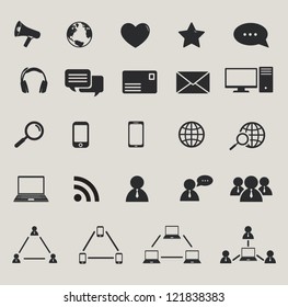 social media and computer communication icons set