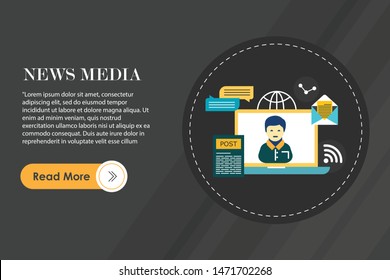 
Social media computer tools to share and exchange information concept flat icons combination poster abstract vector illustration