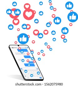 Social media concept banner. Flat style vector illustration.