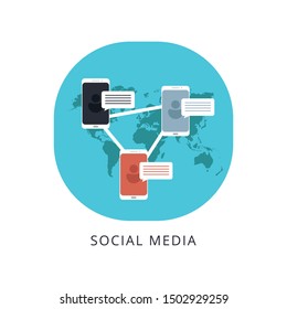Social media concept banner with text place. Flat style minimal vector illustration