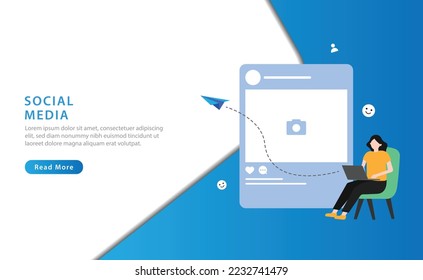 Social media concept with character. Vector illustration