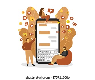 Social media concept with characters. Social network. Social marketing. Vector flat style.