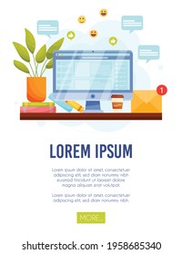 Social media concept. With chat bubbles, emotions and email notification. Vector illustration. 