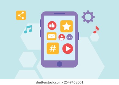Social media concept. Colored flat vector illustration isolated.