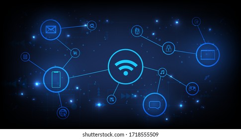 Social media concept. Communication in the global computer networks on blue background vector.	
