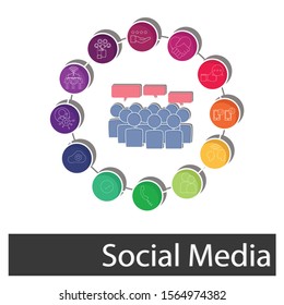 Social media   concept. Creative idea design use for your project. Flat vector illustration for template, info graphic, brochure, web page, or presentation.