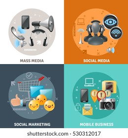 Social media concept with different ways of communication by means of modern technology vector illustration
