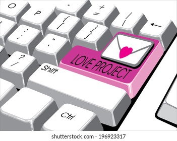 Social media concept: Enter button with love project on computer 