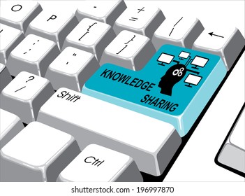 Social media concept: Enter button with knowledge sharing on computer 