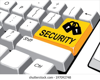 Social media concept: Enter button with security on computer 