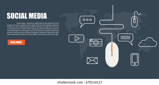 Social Media Concept. Flat designed vector illustration
