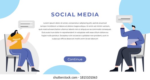 concepto de medios sociales ilustración plana para página de inicio