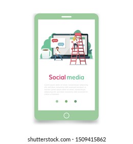Social media concept. Flat style vector illustration isolated on white background. Modern flat design concept.