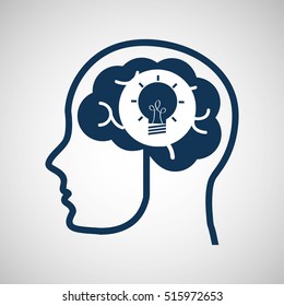 social media concept, head and brain media creativity vector illustration eps 10
