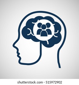 social media concept, head and brain media group vector illustration eps 10