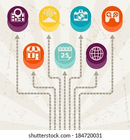 Social media concept illustration in flat design style.
