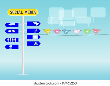 social media concept, illustration, free copy space