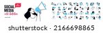 Social media concept illustrations. Set of people vector illustrations in various activities of social network, digital marketing, online communication, internet services. 
