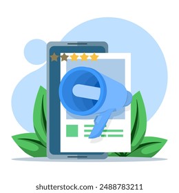 Social Media Concept, integrated with social media platforms. Followers leave reactions on posts, provide feedback, like and write comments. flat vector illustration on background.