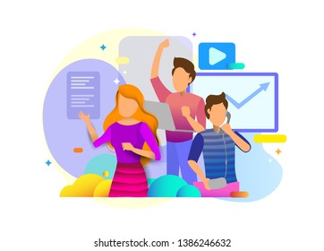 Social media concept landing page template. Landing page design of social media and entertainer. Modern flat design concepts for website design ui/ux and mobile website development.