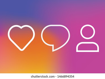 Social Media Concept Like Comment Follower Icon with Colorful Gradient Background