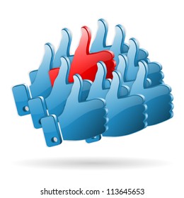 Social Media Concept - Like Icons and One Original Individual Opinion