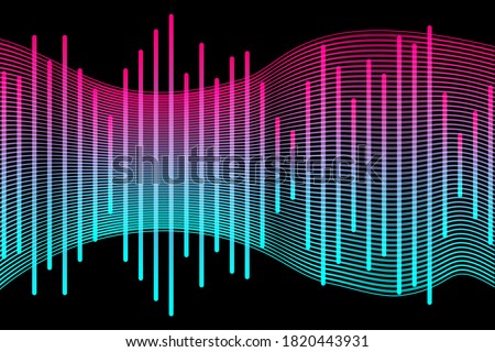 Social media concept. Music waves, gradient color background. Abstract sound wave stripe lines colourful equalizer isolated on black background. Vector illustration. EPS10 Stock fotó © 