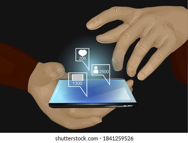 concepto de medios sociales. concepto de red social con smartphone.