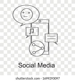 Social media concept on transparency background. Creative idea design. Flat vector illustration for template, brochure or presentation.