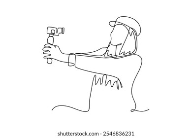 Social media concept. Single line draw design vector graphic illustration.