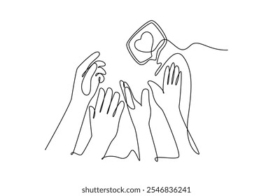 Social media concept. Single line draw design vector graphic illustration.