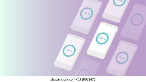 Social media concept with smartphone. Downloading on the smartphone screen. Vector illustration