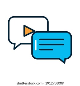 concepto de medios sociales, icono de burbujas de voz sobre fondo blanco, estilo de línea y relleno, ilustración vectorial