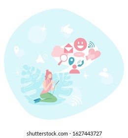 Social media concept. Using network for posting and sharing content. Internet communication and global connection. Isolated flat illustration