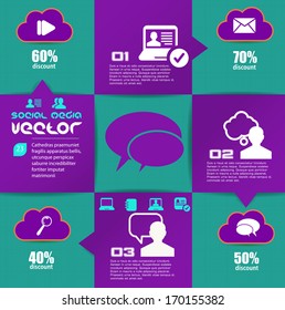Concepto de medios sociales. Vector
