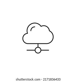 Concepto de medios sociales. Símbolo vector dibujado con línea delgada negra. Trazo editable. Adecuado para artículos, sitios web, etc Icono de línea de almacenamiento en la nube 