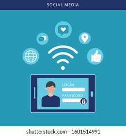 Social Media Concept for web site. Vector illustration