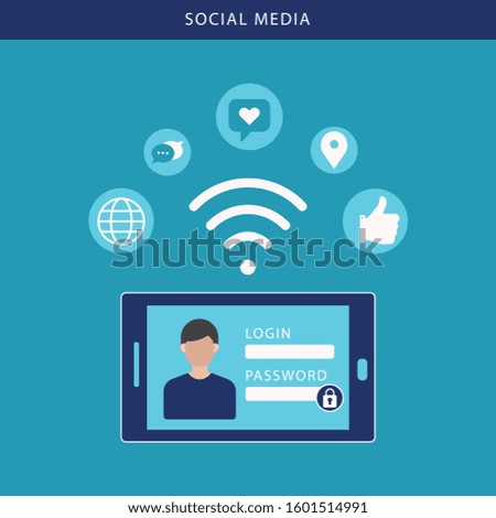 Social Media Concept for web site. Vector illustration