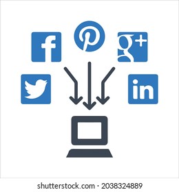 Social media connection icon. Vector and glyph