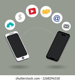 Social Media Connection on Mobile vector Illustration