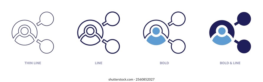 Social media consultant icon in 4 different styles. Thin Line, Line, Bold, and Bold Line. Duotone style. Editable stroke.