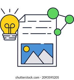 Creación de contenido en medios sociales y compartir icono vector. Marketing creativo, sitio web y blog seo, concepto de escritura de copias