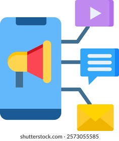 Social Media Content Icon Flat Vector Illustration
