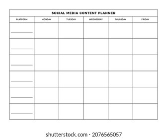 Social Media Content Planner Blank Weekly Calendar Business Organizer Post Scheduling And Marketing Ideas