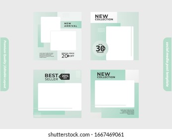Social media content post template. gradient colour background. sale item, new collection and other. editable with photo space. vector graphics